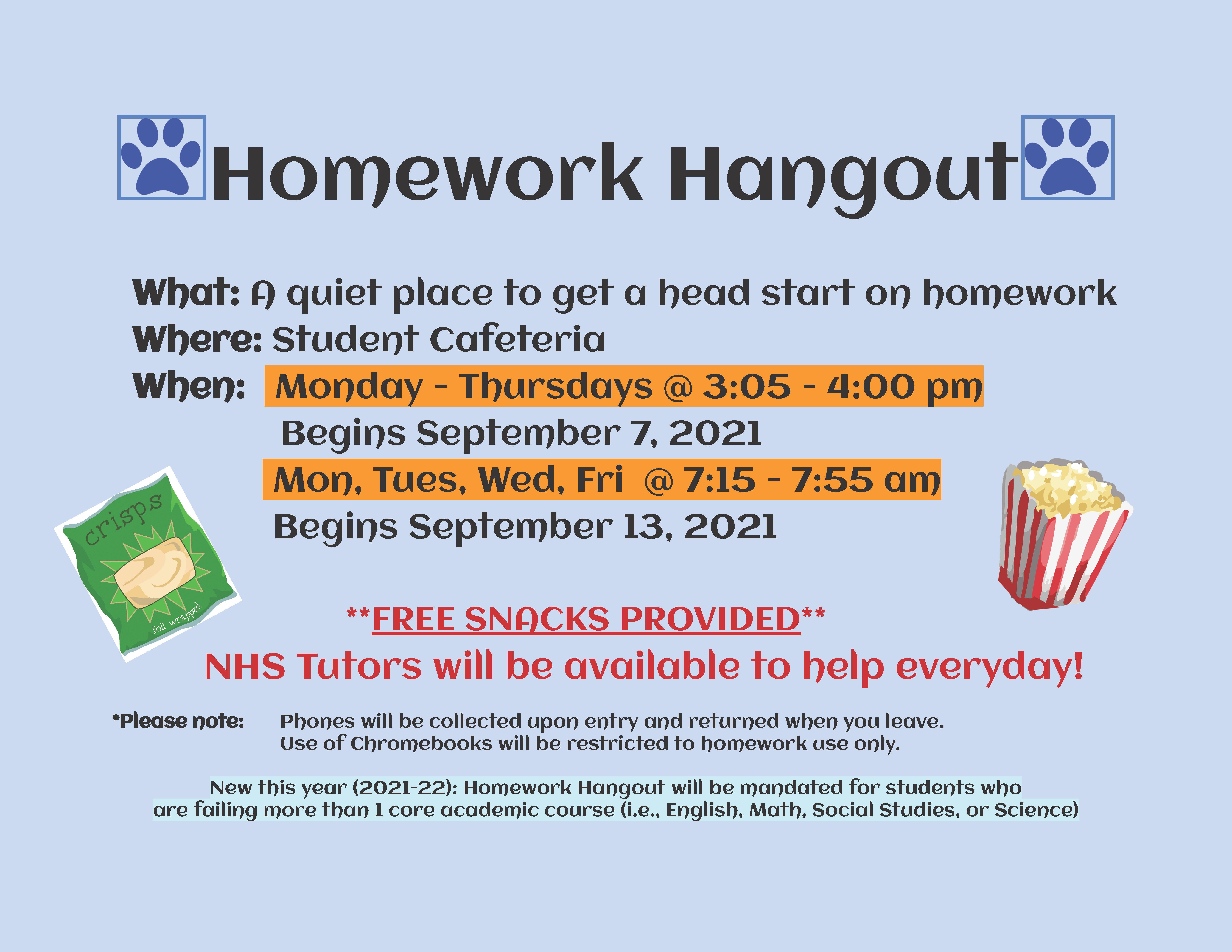 Homework Hangout - AM and PM hours